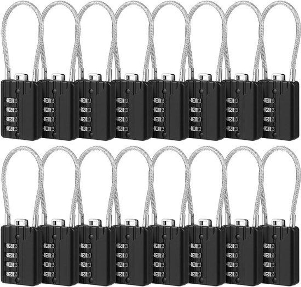 Reis Koffer 3 Cijfer Combinatie Sleutelloos Herstelbaar Kabel Hangslot voor School en Sport, Zwart Met Zinklegering Lichaam