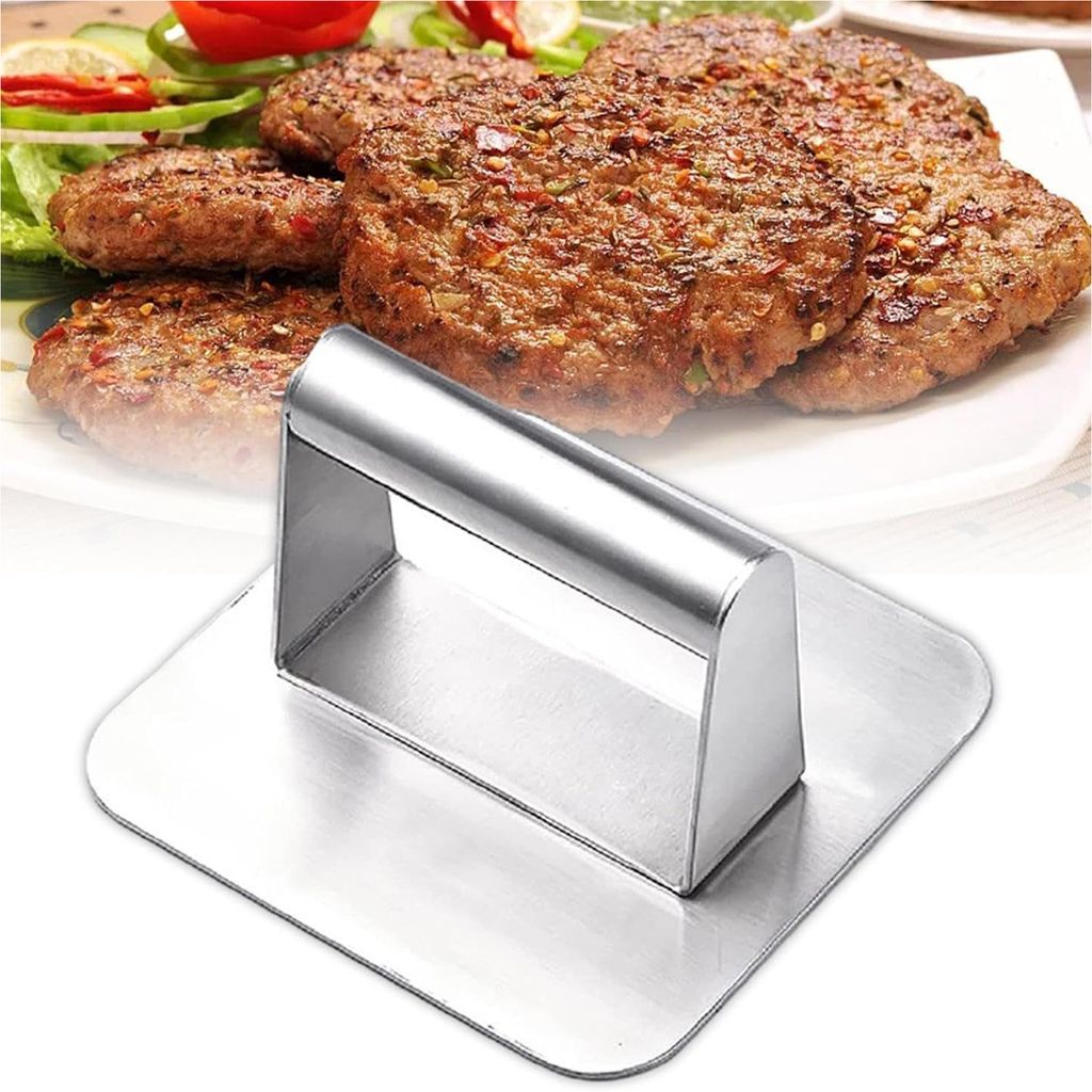 Burgerpresse aus Edelstahl 304,14cm quadratische Fleischpresse, Hamburgerpresse,Grillpresse,für Flat Top Grill,Squeeze Grease,leicht zu reinigen