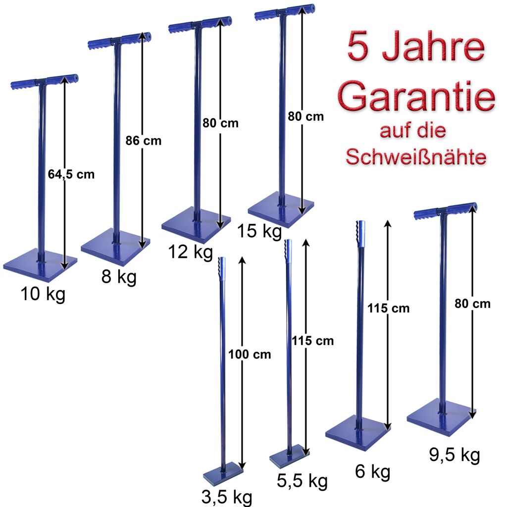 SattesGrün Handstampfer 9,3kg - Manueller Bodenverdichter Für Garten Und Baustelle
