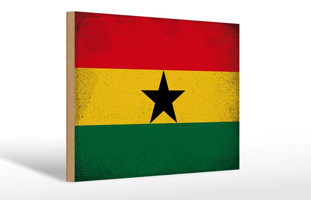 Holzschild Flagge Ghana 30x20cm Flag of Ghana Vintage