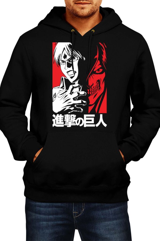 Herren Kapuzenpullover Japan Animation Manga Anime Comics Attack Anime On Titan Eren Jeager 02 Attack On Eren, Man 2XL / Schwarz