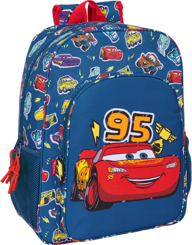 Zaino Scuola Cars Racing Navy Blue 42cm - Qualità Disney Certificata