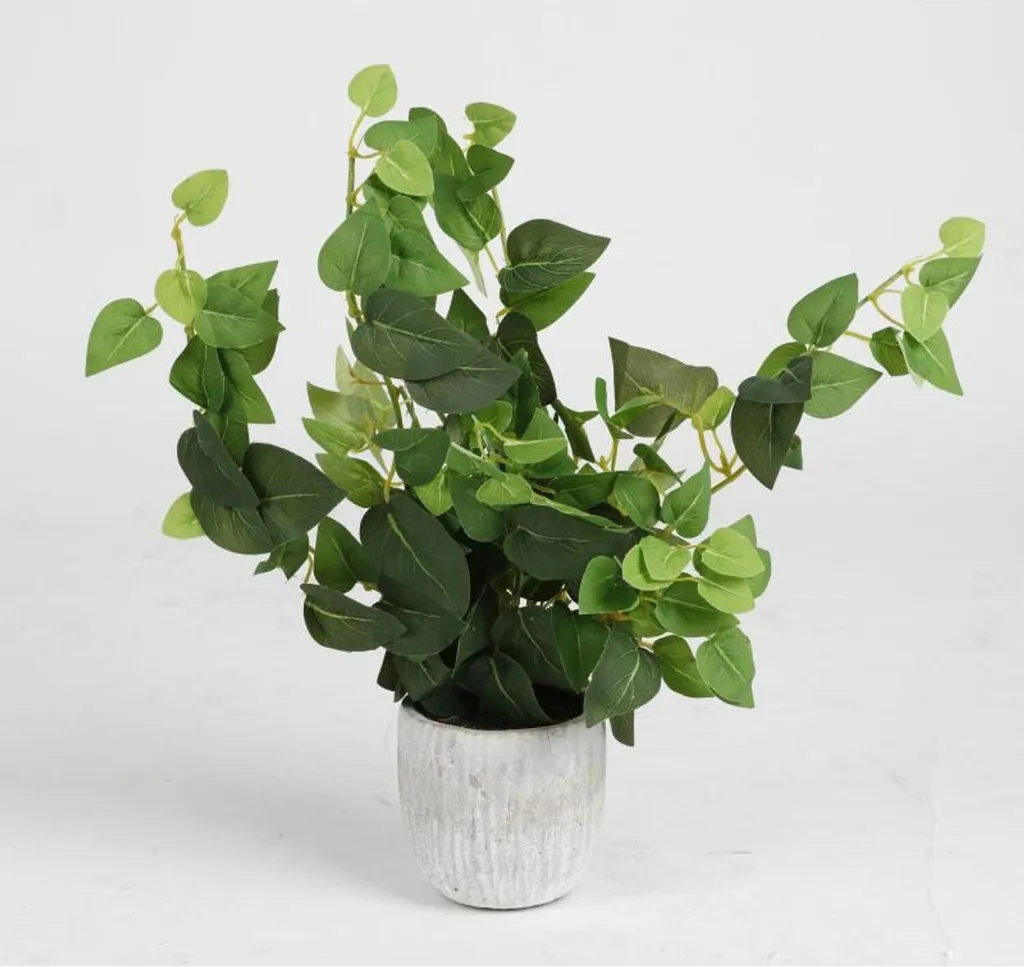 Lot de 12 lierres artificiels de 32cm avec pots en céramique blanche