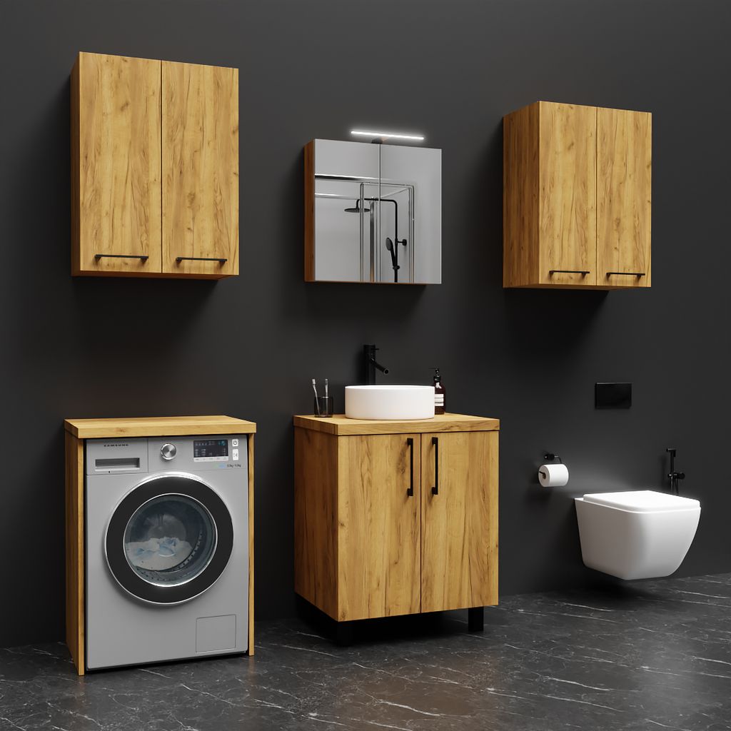 SKXMobel Waschmaschinenschrank in Gold Craft, Trockner Produktbild 3
