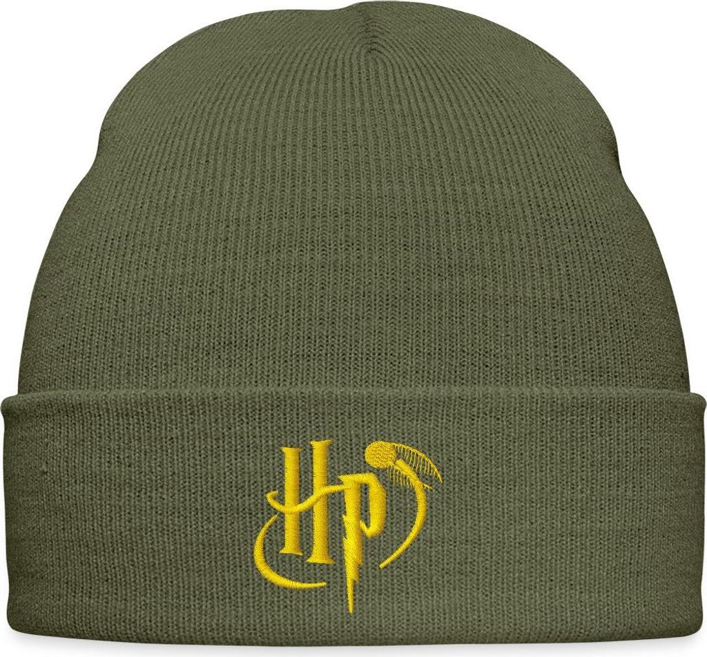Spreadshirt Harry Potter kleines Logo Stick Bestickte Wintermütze, One size, Olivgrün