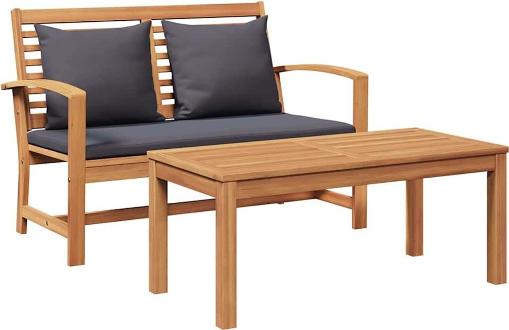 Bank Braun und Dunkelgrau 110 x 66 x 76 cm Massivholz Teak