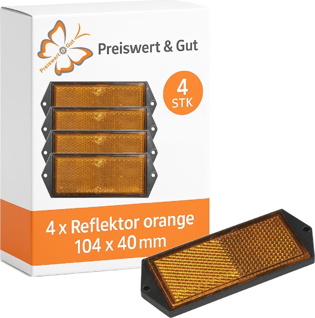 4 x Reflektor orange für Anhänger – Rechteckige Produktbild 
