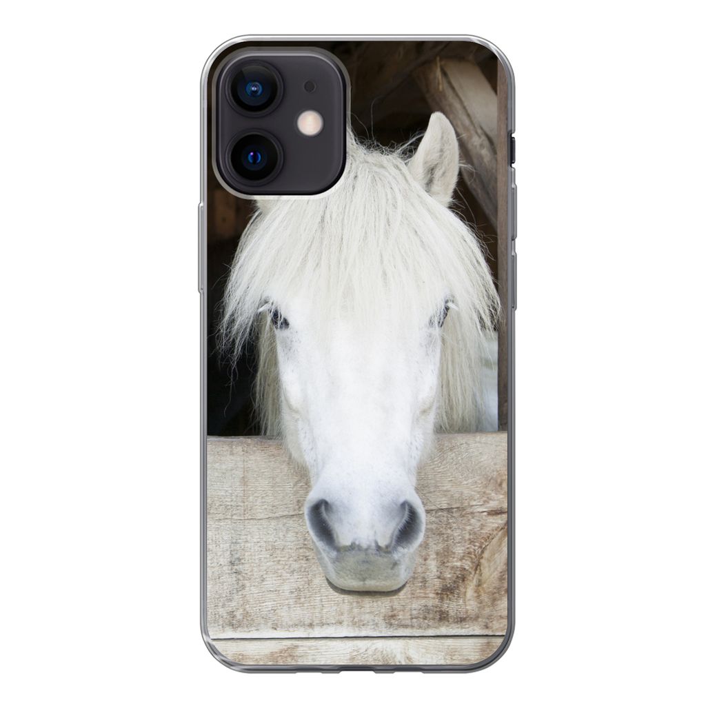 MuchoWow Handyhülle Schutzhülle Hülle für iPhone 12 Pferde - Pferdestall - Regale Silikon Softcase Handy Hülle - Schutzhülle