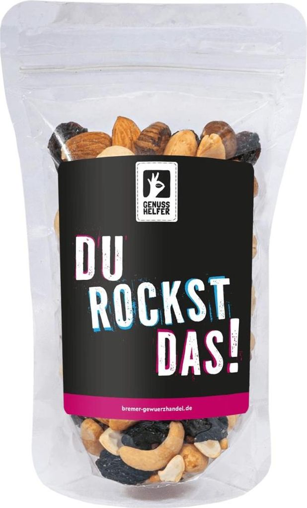 GeNUSSmischung Du rockst das, bunt, Nussmix, Studentenfutter mit Spruch, 175g