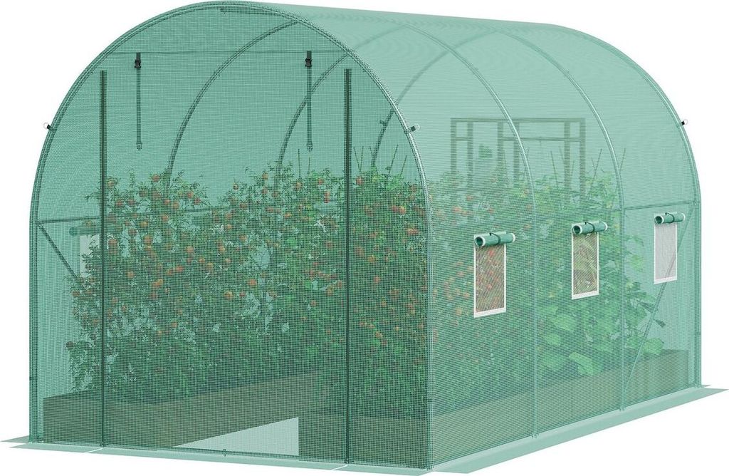 Walk-in Tunnel Greenhouse 9.58x6.43x6.23ft Galvanized Frame PE Cover Green