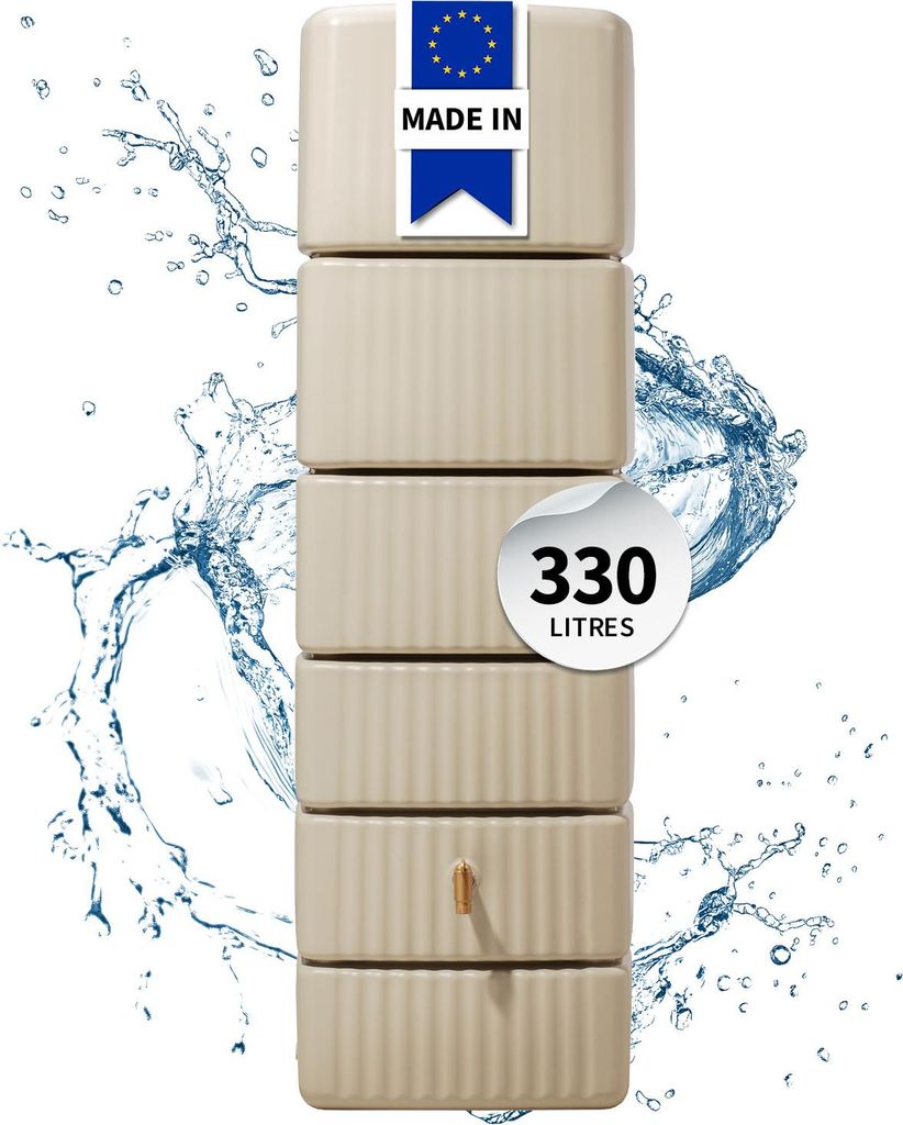 4rain récupérateur d'eau mural SLIM 330L sable avec robinet Image du produit 