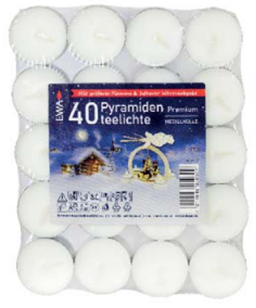 Set di 40 luci da tè a piramide con fiamma grande Immagine del prodotto 