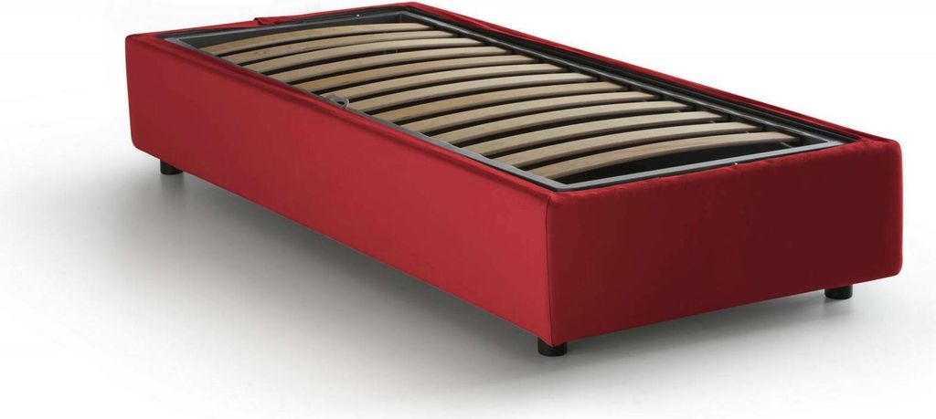 Einzelbett Dfazzin, Containerbett mit Stoffbespannung, 100% Italy, Frontöffnung, passend für Matratze Cm 90x190, Rot
