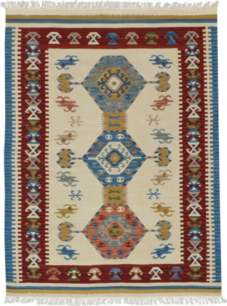 Tapis Déco Kelim Crème 75x125 cm - Parfait pour Chambre ou Entrée Chic - 2
