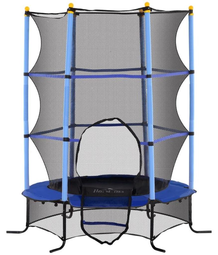 Kinder Trampolin Ø163cm mit Sicherheitsnetz – für In- & Outdoor, bis 50kg belastbar, aus Stahl & Kunststoff, Blau