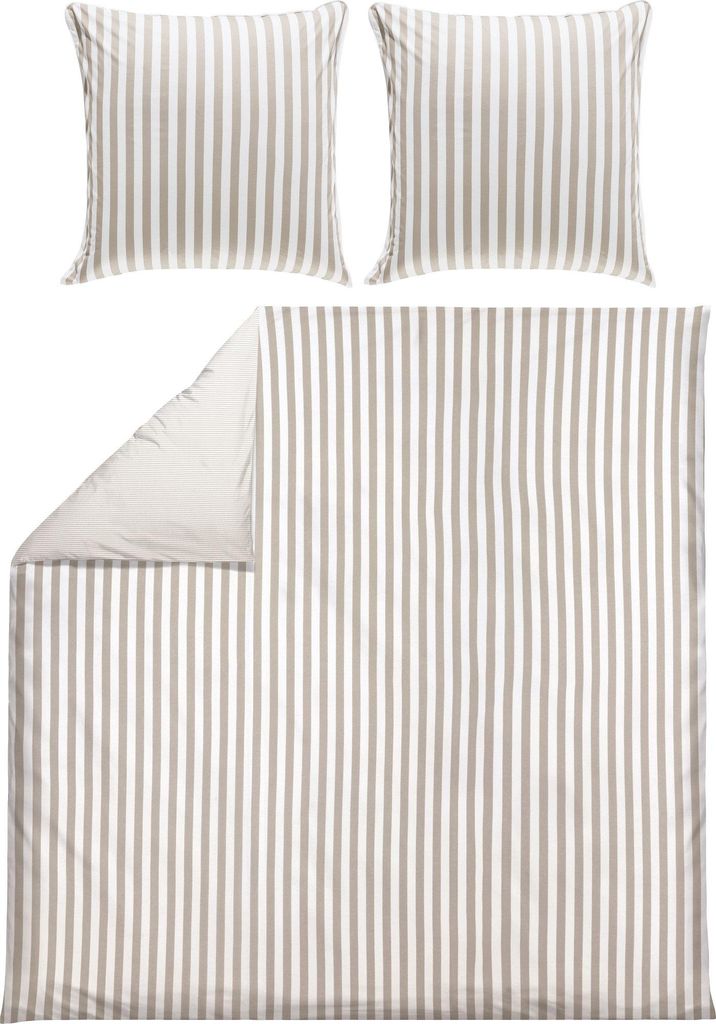 Erwin Müller Wendebettwäsche taupe-weiß 1x 200x200 cm + 2x 80x80 cm