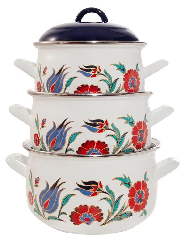 Set di pentole in smalto Serenk Premium, 3 pezzi, con fondo Immagine del prodotto 