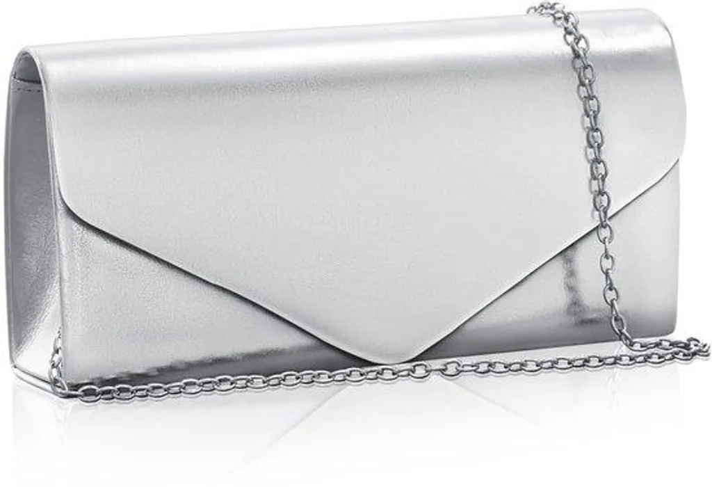 Sac soirée argenté cuir pailleté anti-rayures pour smartphone