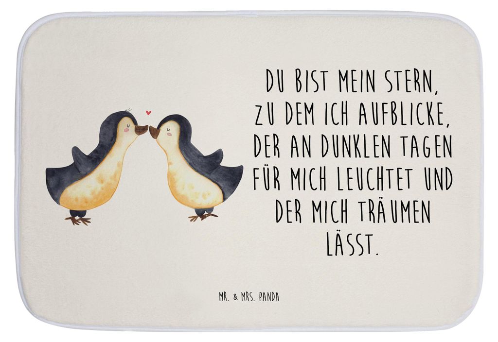 Mr. & Mrs. Panda Badematte Pinguin Liebe - Weiß - Geschenk, Hochzeitstag, Badvorleger, Badezimmer Matte, Teppich Bad, Badezimmerteppich, Freundin,...