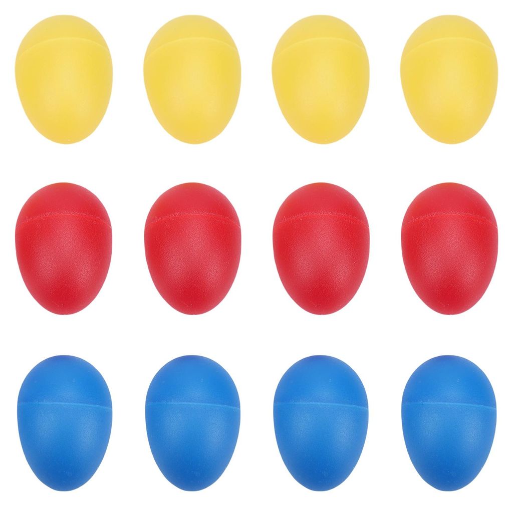 12 Stück Plastik-Eier-Shaker Percussion-Instrumente Osterparty 3 Farben Leichtes pädagogisches Rhythmusinstrument für den Unterricht und das Spi...