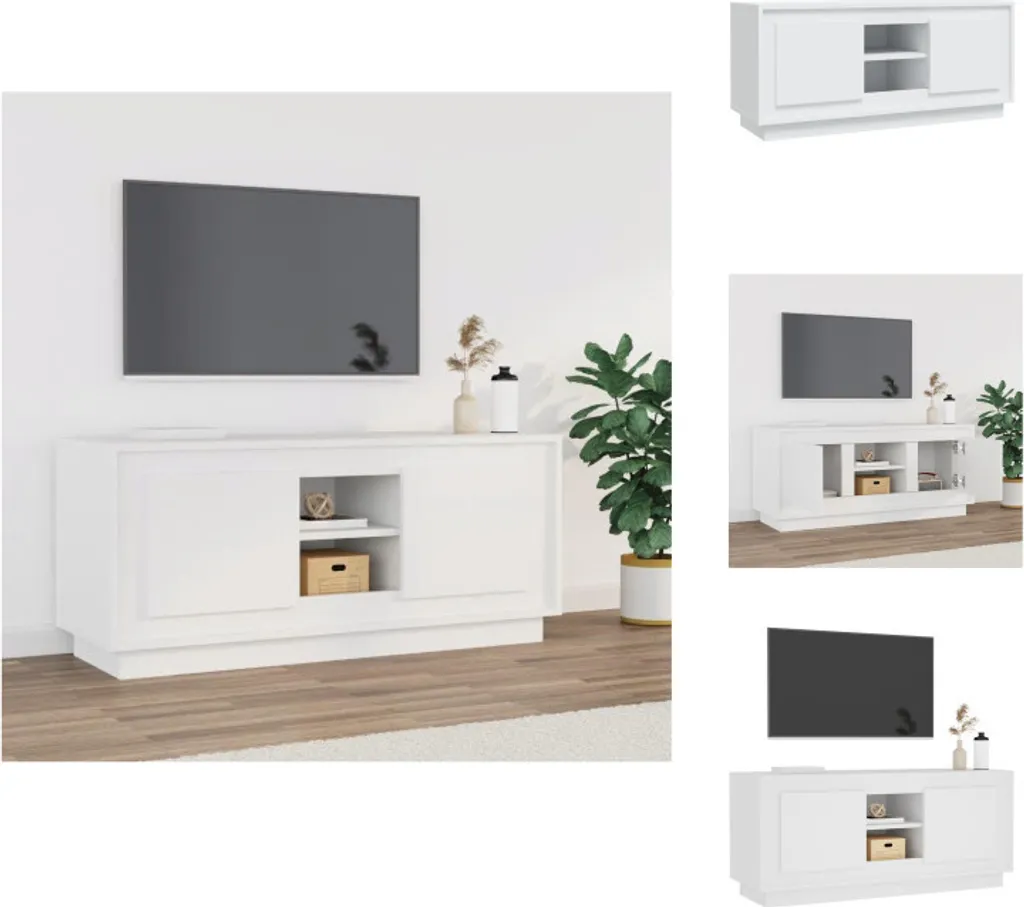 vidaXL Mobile Porta TV Legno Bianco 102x35x45 cm: Solidità Certificata