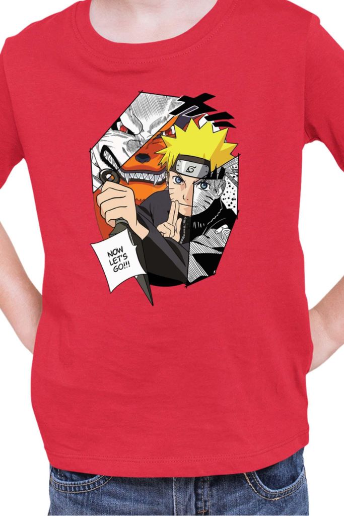 Kinder T-Shirt Naruto Naruto & Kurama, 3-4 Jahr - 104 / Rot
