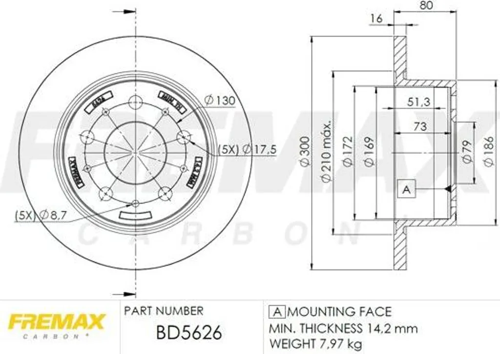 Disque de frein haute résistance FREMAX BD-5626 avec OE 424942