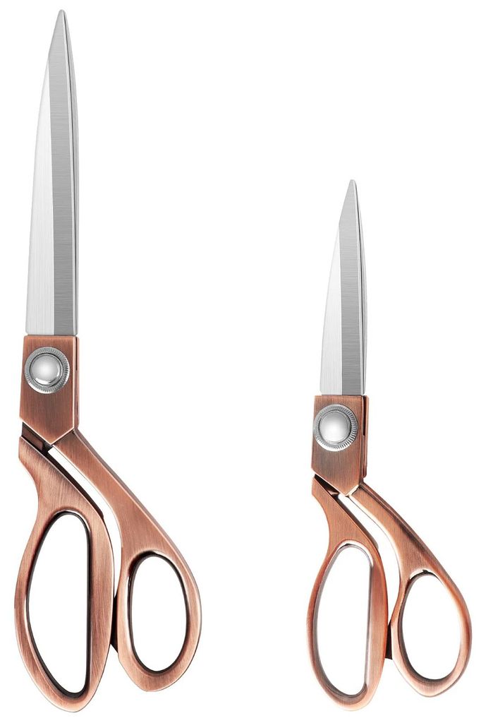 Hochwertige Nähschere 20 cm + 26 cm. Professionelle Schneiderschere aus Edelstahl und Kupfer für die Verarbeitung von Stoff und Leder. Für Küns...