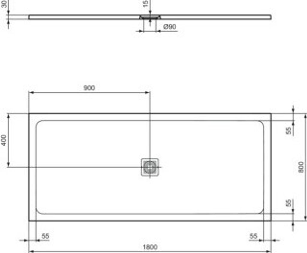 IDEAL STANDARD T5612FT Rechteck-Brausewanne Ultra Flat S +