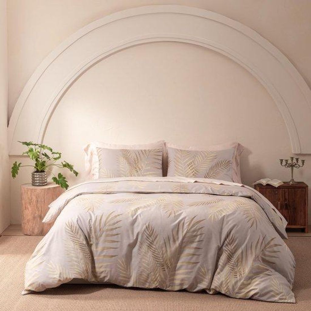 Unyqoos Modern Bettbezug mit goldenen Blättern und Reißverschluss für ein stilvolles Schlafzimmer