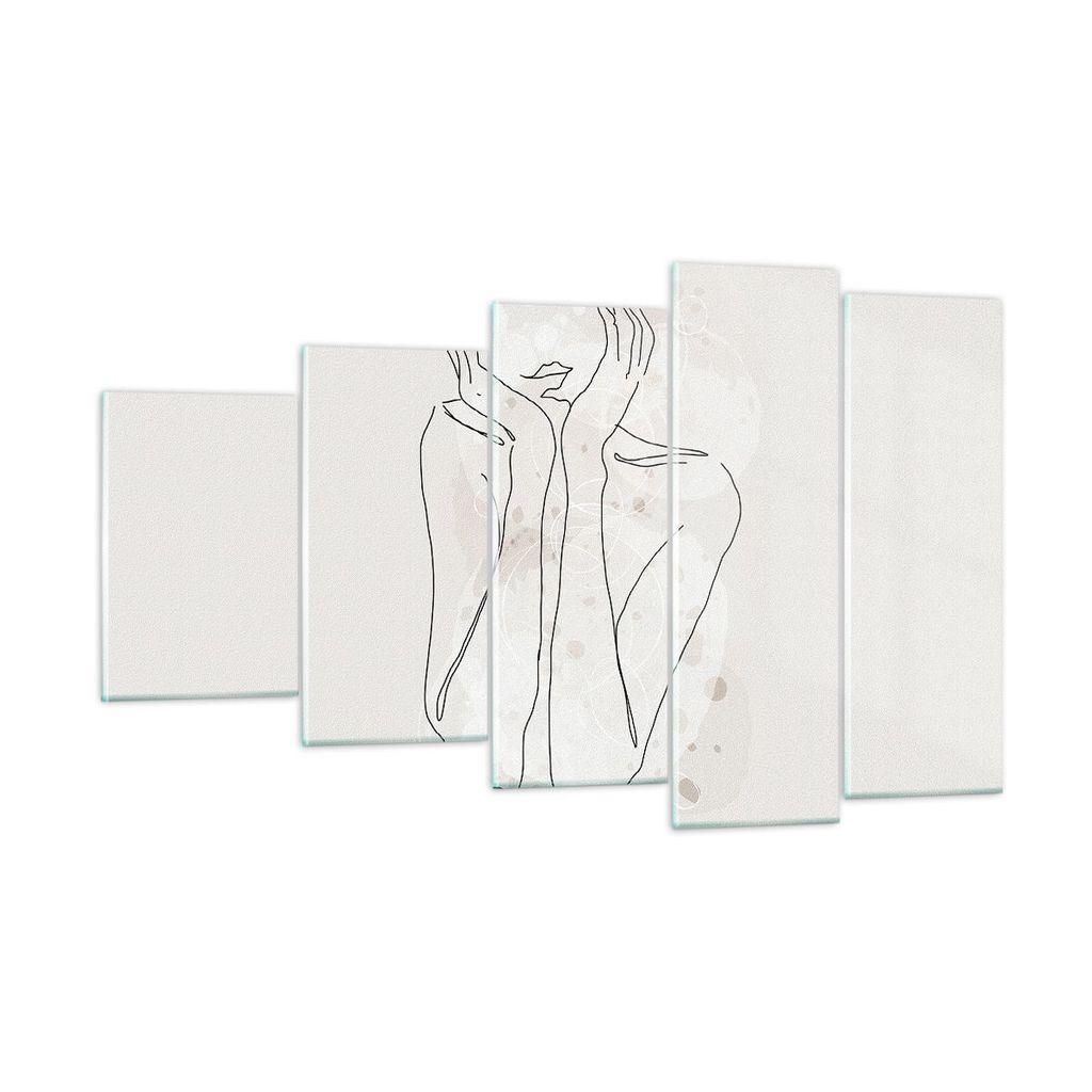 Bilder auf glas - 5 Teile - Grafik Frau Licht - 100x60cm - Glasbilder - Wandbilder - Bilder - zum Aufhängen bereit - Wanddekoration aus Glas - Gla...