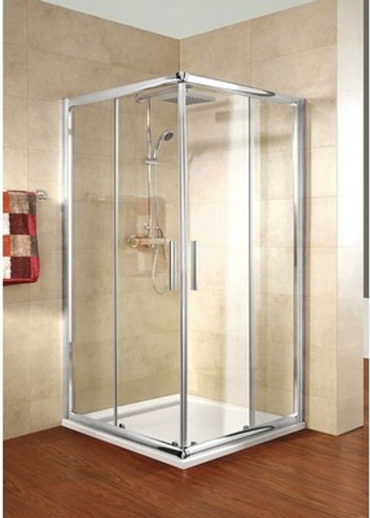 Eckeinstieg mit Schiebetür Schulte Kristall/Trend 90x90 cm Klarglas Profilfarbe chrom