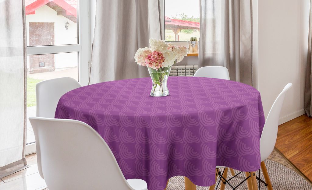 ABAKUHAUS Abstrakt Runde Tischdecke, Lila Geometrische Formen, Kreis Tischdecke Abdeckung für Esszimmer Küche Dekoration, 150 cm, Pale Lila und F...