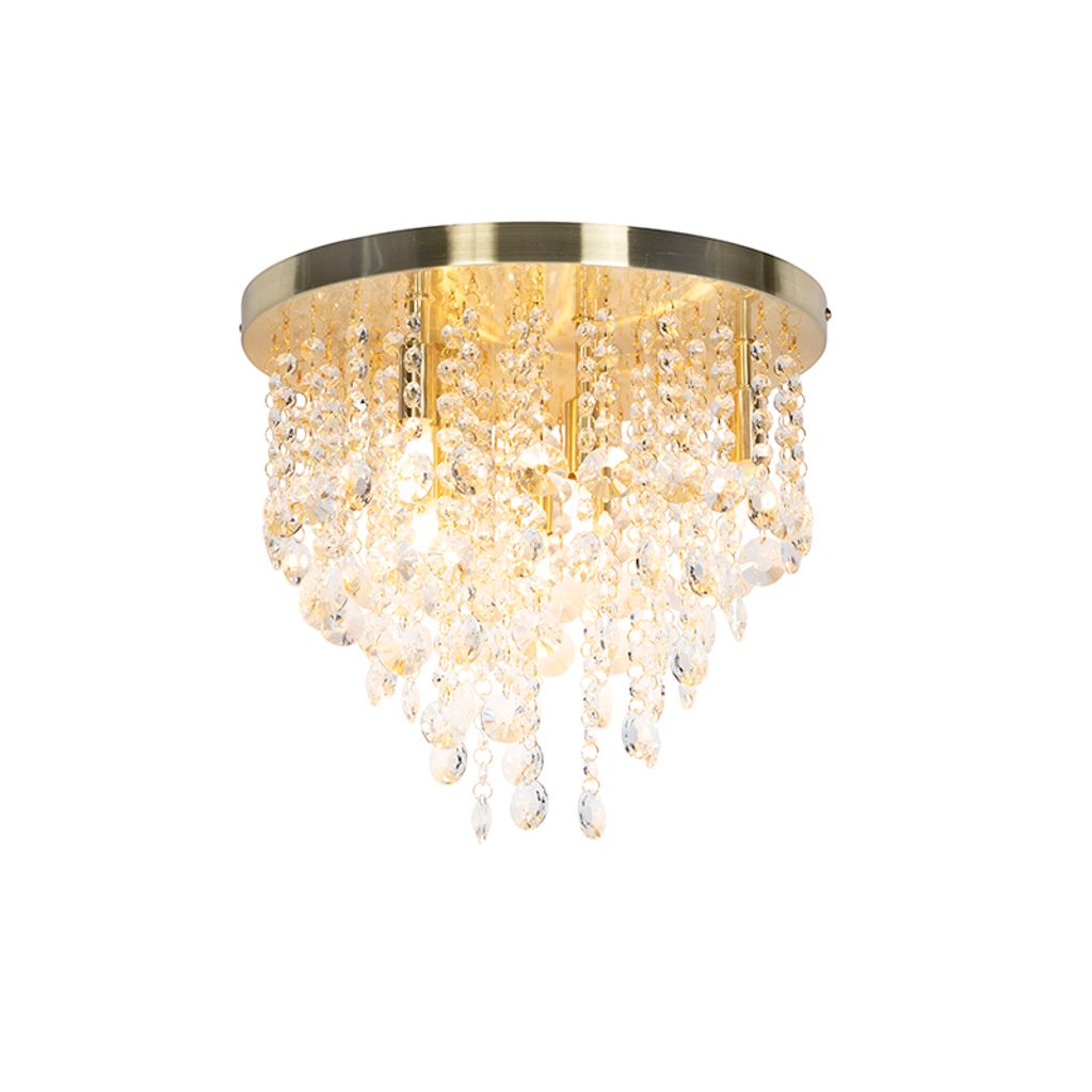 qazqa - art deco klassische deckenleuchte i deckenlampe i lampe i leuchte  gold i messing i messing 35 cm - medusa i wohnzimmer i schlafzimmer - glas