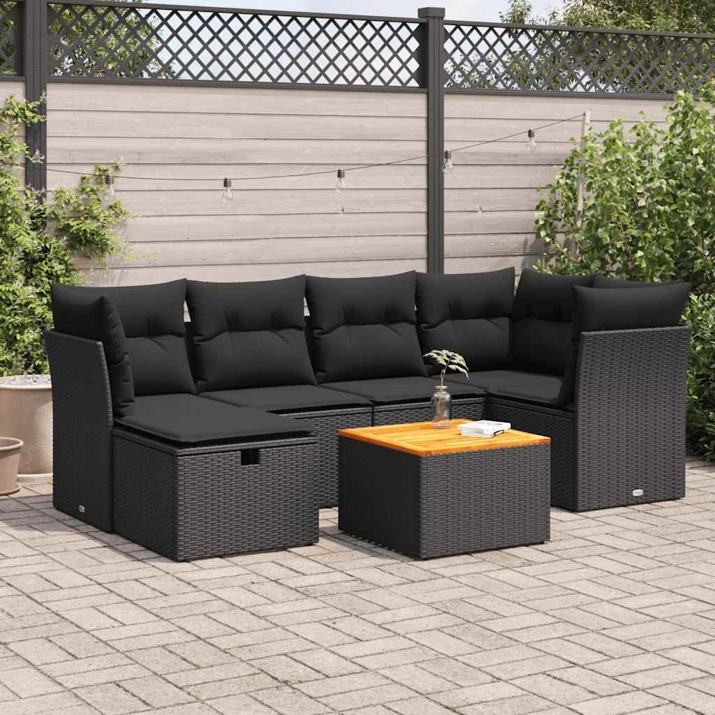 Maison Exclusive - 7-tlg. Garten-Sofagarnitur mit Kissen Schwarz Poly Rattan