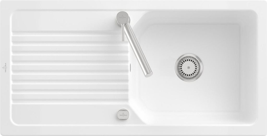 Villeroy & Boch 338602R1 Linara 60 Einbauspüle Unterschrankbreite ab 60 cm mit Excenterbetätigung Weiß Alpin CeramicPlus - inkl.