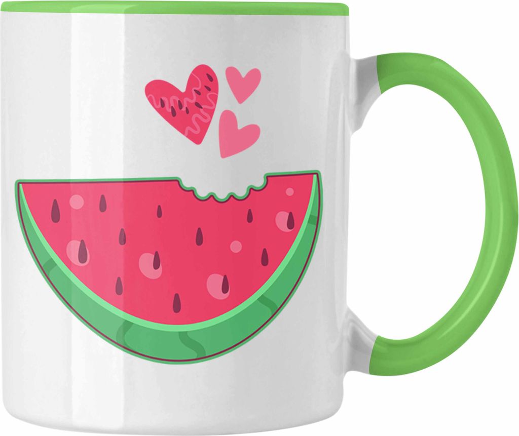 Trendation - Melone Grafik Tasse Geschenk Sommer Geschenkidee Melonen-Liebhaber (Grün)