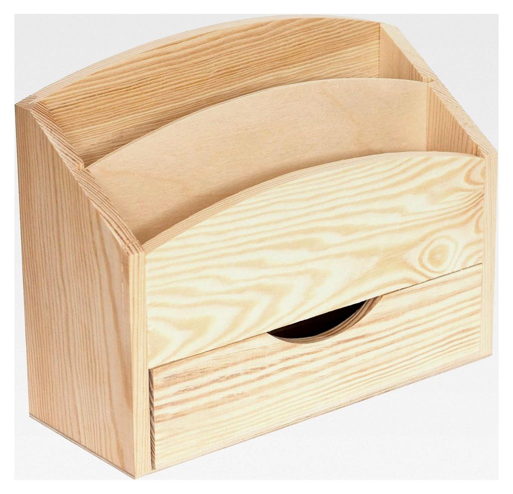 Schreibtisch Organizer | 2 Fächer mit Schublade | 25 x 10 x 20,5 cm (+/- 1 cm) | Büro Tisch Organizer Briefablage Holz Briefkiste Desk Organisati...