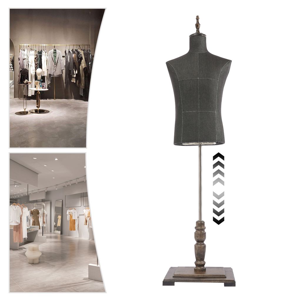 Schneiderpuppen Männliches Schaufensterpuppe 150-180cm Höhenverstellbar Kleiderständer Kleidung Display(Schwarz)