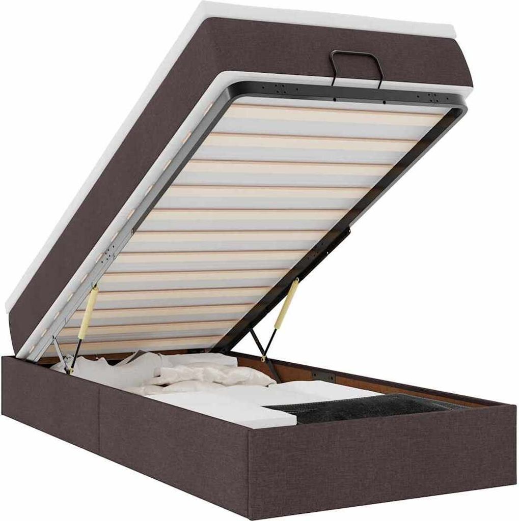 vidaXL Ottoman-Bett mit Matratze Dunkelbraun 90x200 cm Stoff