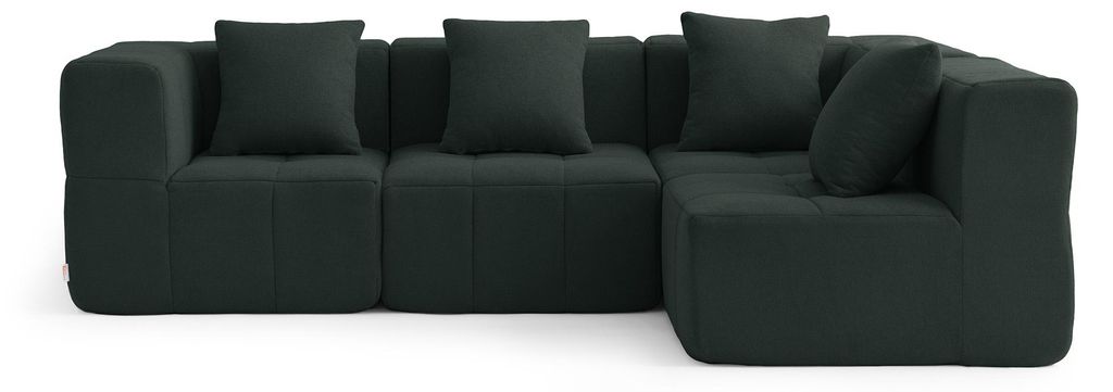 MILYSOFA SOFABULOUS 4-Sitzer-Modul-Ecksofa, feiner Schlingenstoff, Waldgrün