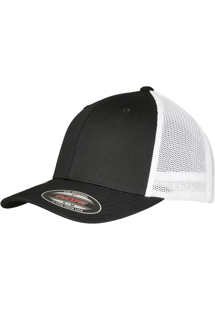 FLEXFIT 6511RM | Flexfit Trucker Recycled Mesh Cap - Farbe: Black/White - Größe: S/M