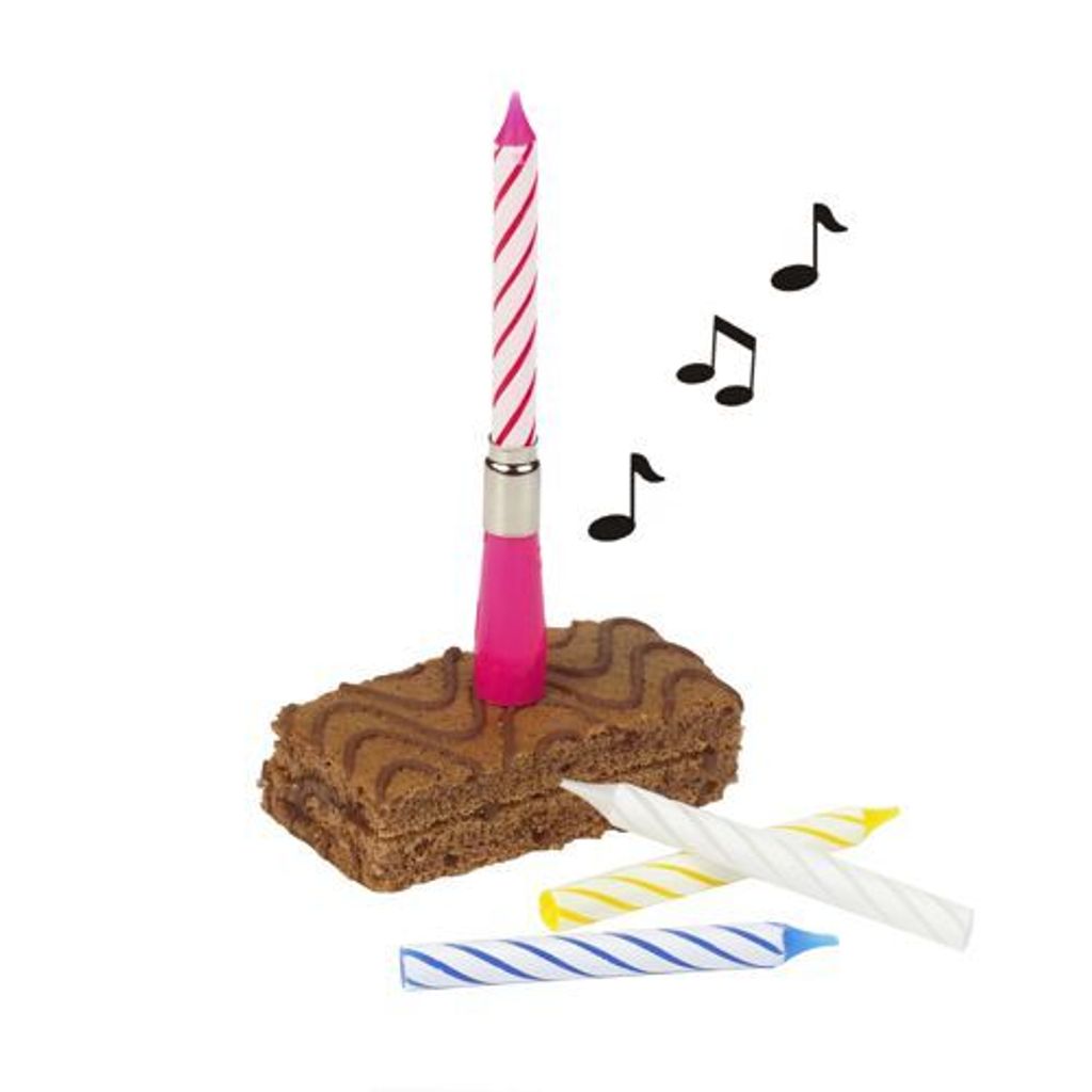 Papstar Musikkerze 12 cm farbig sortiert "Happy Birthday" mit 3 Ersatzkerzen, 12 x 1 Stück