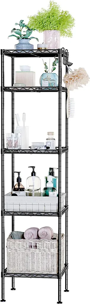 Étagère Métal Noir : Solution Rangement Vertical pour Désencombrer L30cm - 8