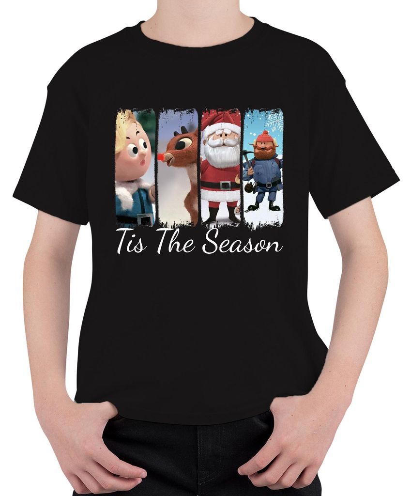 Rudolph Tis The Season Rentier Weihnachtsmann Yukon Cornelius Uni Kinder T-Shirt, Schwarz, 116