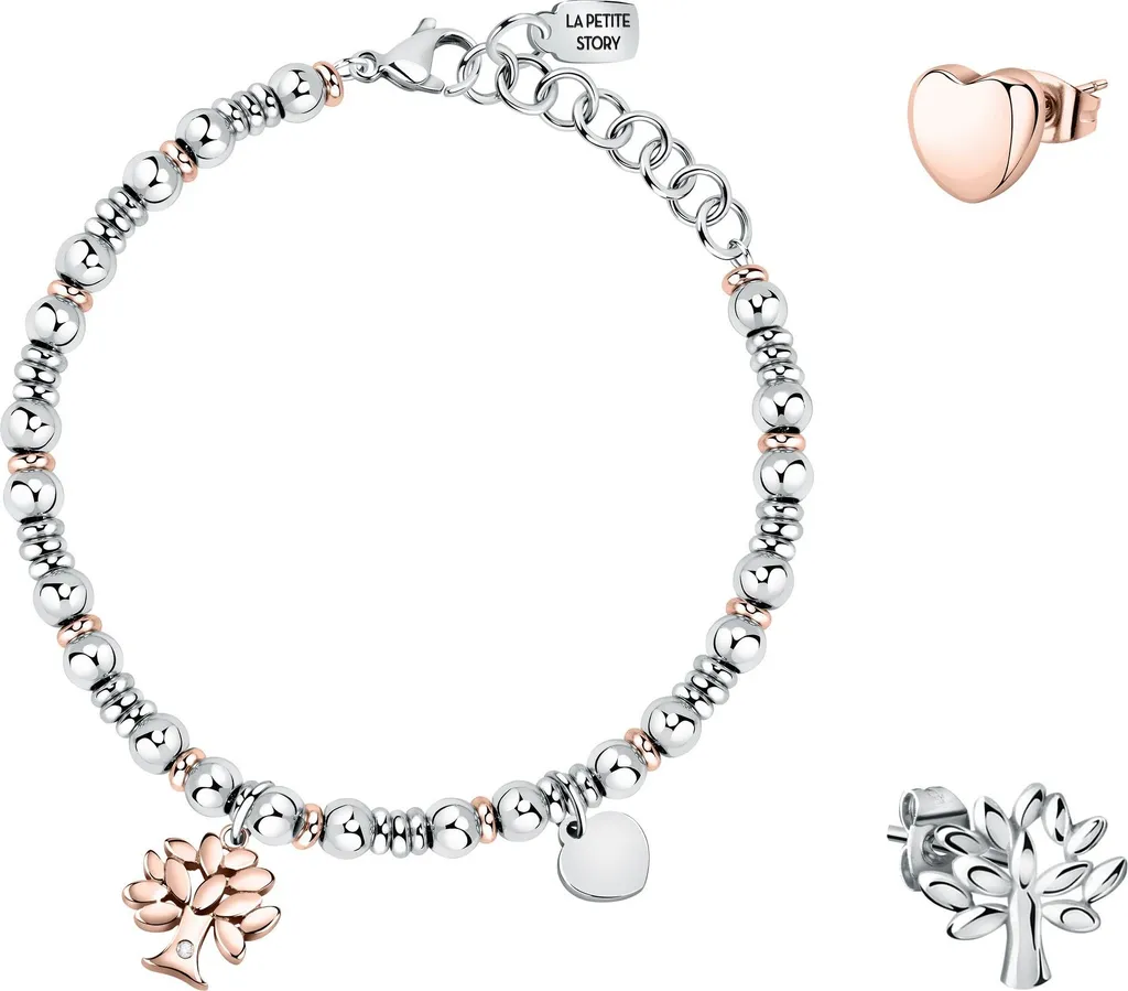 Parure bijoux acier discret LPS20ASF01 avec bracelet et boucles d'oreilles
