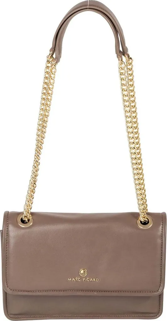 Marc Picard Umbria Shoulder Bag Taupe Grigio Talpa - Chic & Metal Strap
