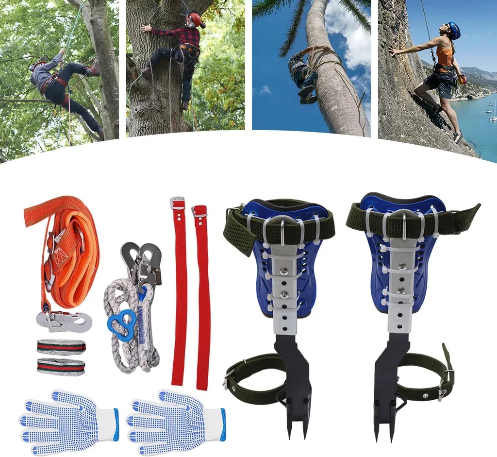 Kit pointes d'escalade réglables avec sangles et harnais confort bleu - 3