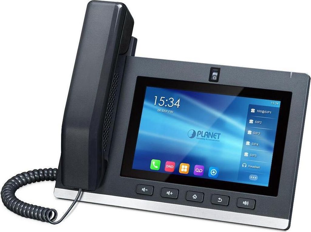 PLANET High Definition 7" Touch, IP-Konferenztelefon, Tasten, Berührung, Schwarz, Android, Tasten, 0 - 45 °C