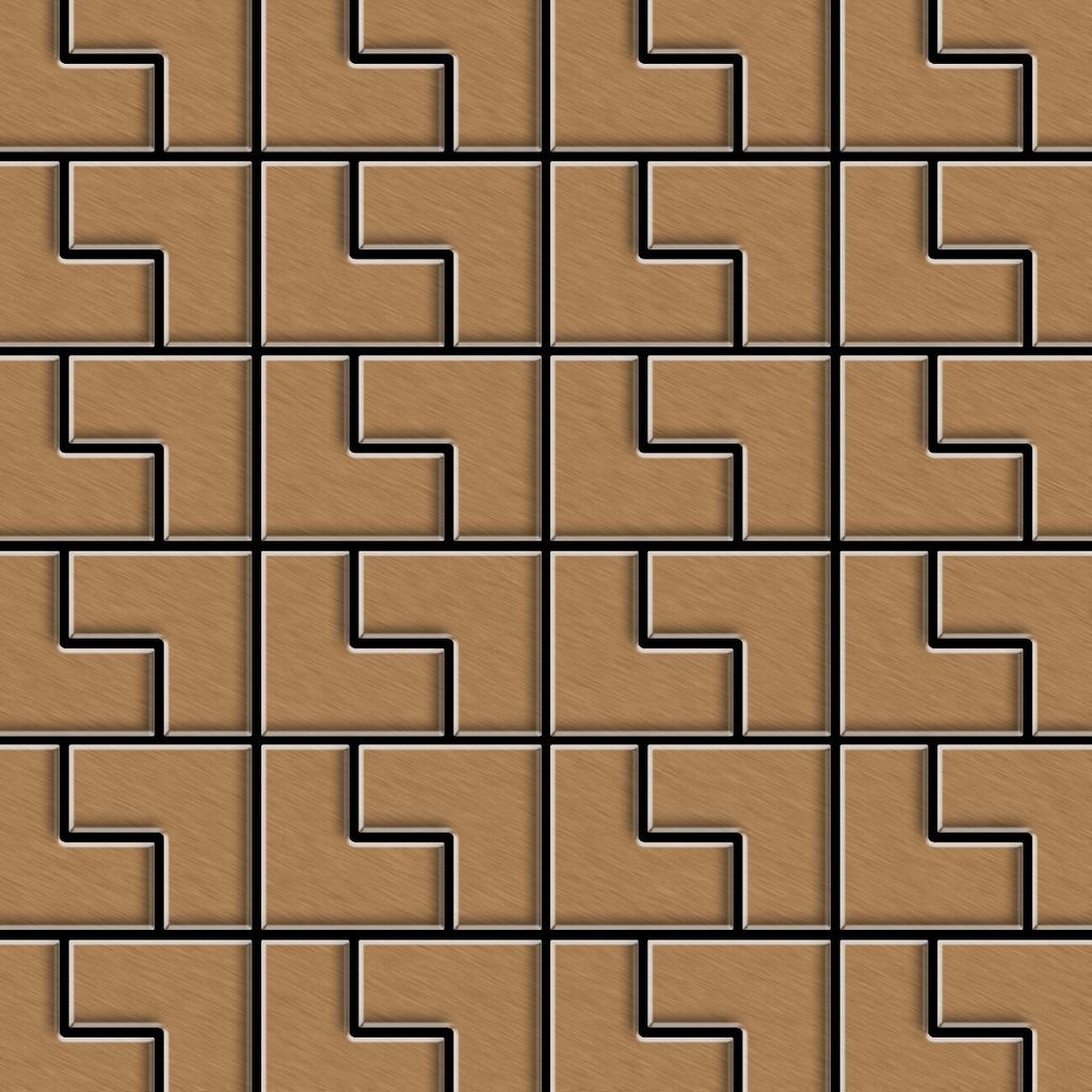 Mosaik Fliese massiv Metall Titan gebürstet kupfer 1,6mm stark Kink-Ti-AB